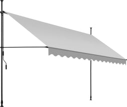 tectake® Klemluifel - Balkonluifel met handzwengel - UV-bestendig en waterafstotend - Lichtgrijs - Breedte 400 cm