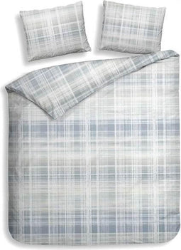 Heckett & Lane Izzy - Flanel - Dekbedovertrek - Lits-jumeaux - 240x200/220 cm + 2 kussenslopen 60x70 cm - Illusion Blue