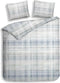Heckett & Lane Izzy - Flanel - Dekbedovertrek - Lits-jumeaux - 240x200/220 cm + 2 kussenslopen 60x70 cm - Illusion Blue
