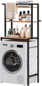 Eugad 3-laags badkamerrek - ruimtebesparend boven toilet of wasmachine - donker eiken/zwart - 67x40x162 cm