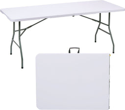 Opvouwbare Tafel 180x70x74 cm - Inklapbare Tafel met Draaghandvat en Veiligheidsslot - Wit