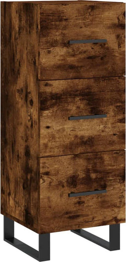 vidaXL - Dressoir - 34,5x34x90 - cm - bewerkt - hout - gerookt - eiken