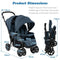 Coast Opvouwbare Dubbele Kinderwagen - Tandem - Verstelbare Rugleuningen - Blauw
