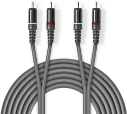 Nedis COTH24200GY15 - RCA-stereo-audiokabel - 150 cm - Grijs