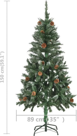vidaXL - Kunstkerstboom - met - verlichting - en - dennenappels - 150 - cm