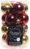 Kerstbal glas d3.5 cm rood/goud 16st kerst