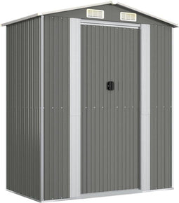 vidaXL - Tuinschuur - 192x108x223 - cm - gegalvaniseerd - staal - lichtgrijs
