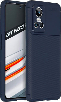 iMoshion Hoesje Geschikt voor Realme GT Neo 3 Hoesje Siliconen - iMoshion Carbon Softcase Backcover - Blauw