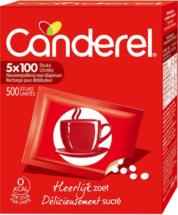 3x Canderel Rood Zoetjes Navulling 500 stuks