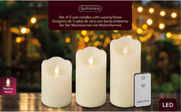 3x LED kaars/stompkaars creme wit met afstandsbediening - Kerst diner tafeldecoratie - Home deco kaarsen