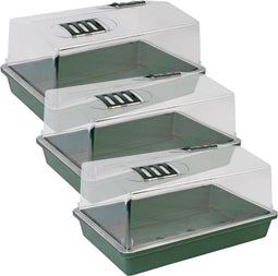 3x stuks kweekbakken/kweekkasten met deksel 38 x 24 x 18 cm - Tuinieren/moestuinbak - Moestuin artikelen