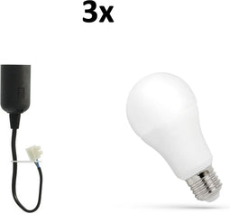 3x Verhuisfitting E27 & 11,5W E27 Lamp 4000K