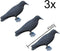 3x zwarte XL kraai - vogelverschrikker - Halloween decoratie - ProLoo 3x nep kraai 41cm incl. grondpin zwart plastic geflockt -diervriendelijke duivenverjager - vogelverschrikker