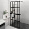 vidaXL - Inloopdouchewand - met - schap - 100x195 - cm - ESG-glas - aluminium - zwart