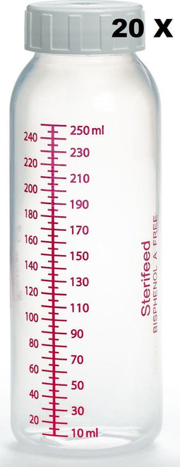 Sterifeed - Moedermelk bewaarfles 250 ml - 20 herbruikbare flessen met afsluitdop (20 stuks)