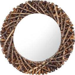 vidaXL - Wandspiegel - rond - 60 - cm - teakhout