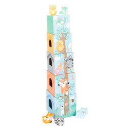 Small Foot stapeltoren met bosdieren pastel, 10dlg.
