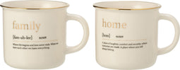 J-Line mok Boodschap Family Home - keramiek - goud - 2 stuks