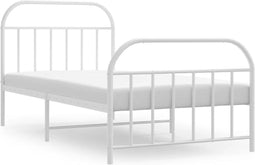 vidaXL - Bedframe - met - hoofd- - en - voeteneinde - metaal - wit - 107x203 - cm
