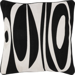 J-Line kussen Milano - textiel - wit/zwart - 2 stuks