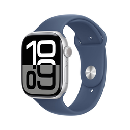Apple Watch Series 10 - Smartwatch - 46mm - GPS - Aluminium - Sportbandje M/L - Zilver (Blauw)