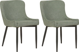 EVERLY - Eetkamerstoel set van 2 - Groen - Polyester