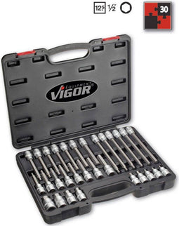 Vigor V1919 Dopsleutel-bitinzetset 1/2 (12.5 mm) 30-delig