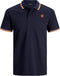 JACK & JONES JJENOAH - Polo - Contrast kraag en mouw - Donkerblauw - Maat XL