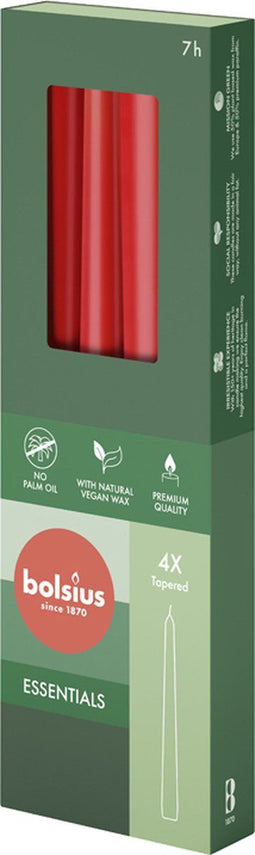 Bolsius - Gotische kaarsen - 245/24 - 4 stuks per verpakking - Delicate Red