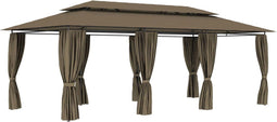 vidaXL - Prieel - met - gordijnen - 180 - g/m² - 600x298x270 - cm - taupe