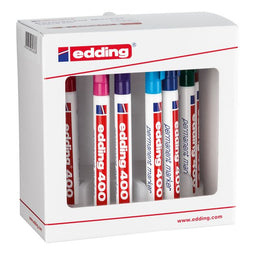 edding 400 permanent marker - 10 markers in verschillende kleuren - ronde punt 1 mm - sneldrogende permanent marker - water- en wrijfvast - voor karton, kunststof, hout, metaal - universele marker - Alcoholstift