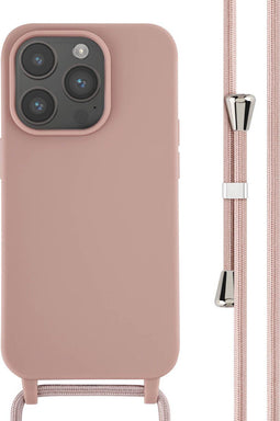 iMoshion Hoesje Geschikt voor iPhone 14 Pro Hoesje Met Koord - iMoshion Siliconen hoesje met koord - roze