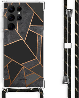iMoshion Hoesje Geschikt voor Samsung Galaxy S22 Ultra Hoesje Met Koord - iMoshion Design Hoesje met Koord - Zwart / Black Graphic