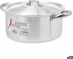 Kookpot met Deksel Zilverkleurig Aluminium 4 L 24 x 13 x 31 cm (10 Stuks)