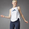 adidas Bos Logo Tank - Sporttop Dames - Keyhole opening - Wit/Blauw (XS)
