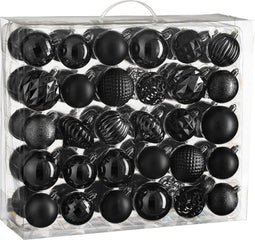 House of Seasons - Kerstballen Set - Onbreekbaar - Zwart - Ø7 cm (60 stuks)