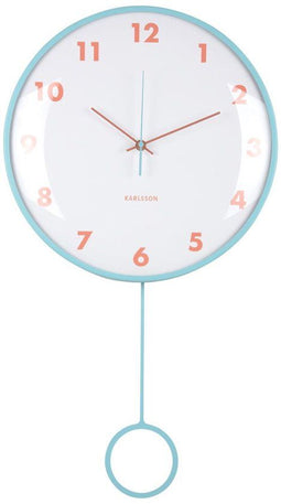 Karlsson Cheeky Dome - Wandklok - Pendulum ontwerp - Zachtblauw - 7.1x35.5x61.5cm