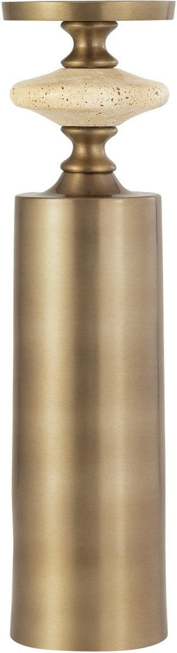 PTMD Nikolaos Brass Candleholder Travertine Round L