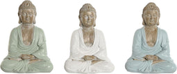Decoratieve figuren Home ESPRIT Wit Groen Turkoois Boeddha Orientaals 14 x 10,5 x 18,5 cm (3 Stuks)