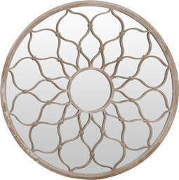 vidaXL - Spiegel - rond - 60x3 - cm - ijzer - zandkleurig