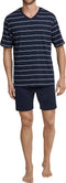 Schiesser Heren Shortama - Korte broek - V-hals - Donker blauw - M