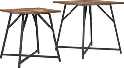 vidaXL - Bijzettafelset - - - 2 - Rustieke - Rook - Eiken - en - Metalen - Tafels