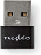 Nedis USB-A Adapter - USB 2.0 - USB-A Male - USB-C Female - 480 Mbps - Rond - Vernikkeld - Zwart - Envelop