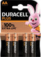 Duracell Plus 100 - Alkalinebatterijen AA - 100% extra levensduur - 4 stuks