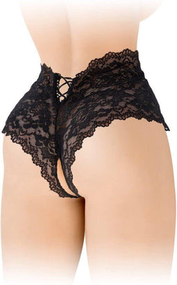 Fashion Secret Julia - Erotische Slip met Open Kruis - Zwart - One Size