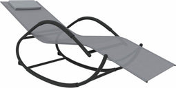 vidaXL - Ligbed - schommelend - staal - en - textileen - grijs