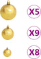 vidaXL - 61-delige - Kerstballenset - met - piek - en - 150 - LED's - goud - en - brons