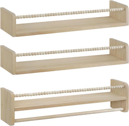 Woltu Set van 3 Montessori boekenplanken voor aan de Muur - 60 x 14 x 15 cm - Massief Grenenhout -