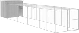 vidaXL - Hondenhok - met - ren - 214x1069x181 - cm - staal - lichtgrijs