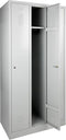 Industriële locker garderobekast 3- delig rood met pootjes en opening voor hangoogsluiting (zonder hangslot geleverd)